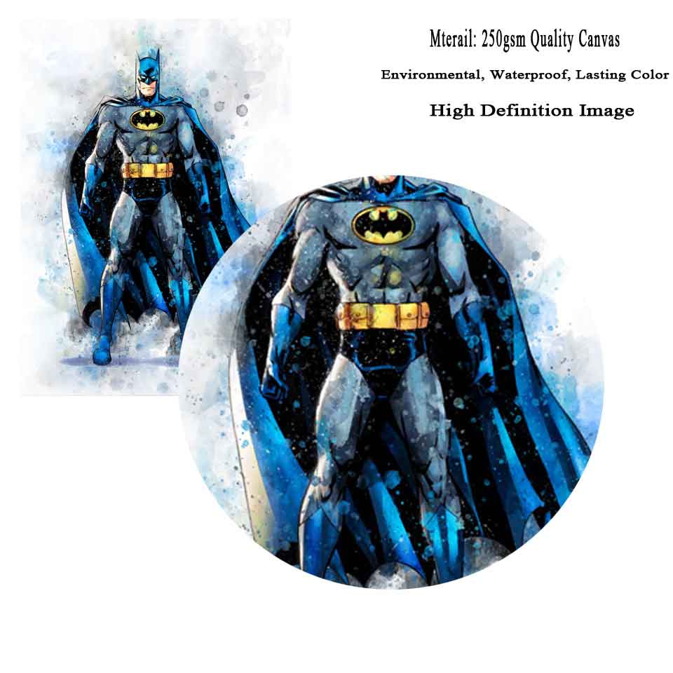 Superheroes Watercolor Art Print Avengers Marvel Hulk Batman Superman Captain America Birthday Gifts Wall Pictures for Boys Room