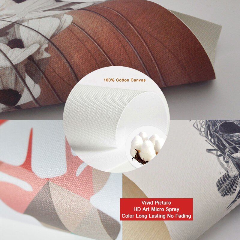 Modern Abstract Pink Flower Green Plants Poster Print Canvas Painting Pictures Home Wall Art Decoration Can Be Customized