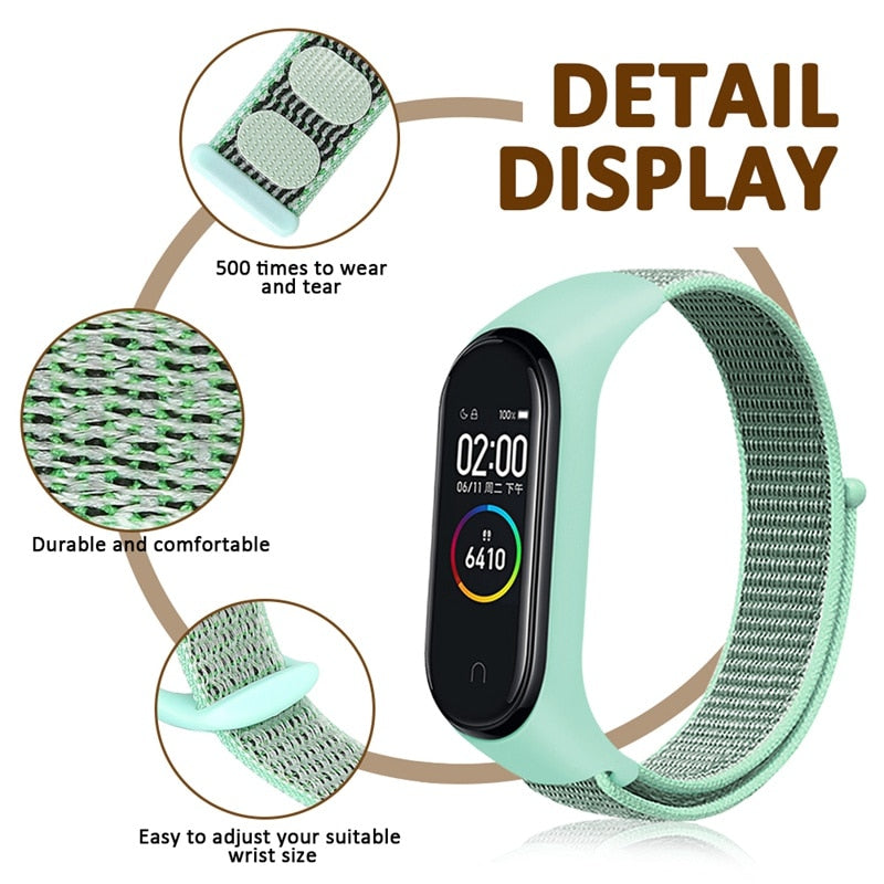 Nylon Strap for Xiaomi Mi band 4 3 replaceable Bracelet Mi band4 band3 Sports Wristband Breathable Bracelet for Xiomi Miband 3 4