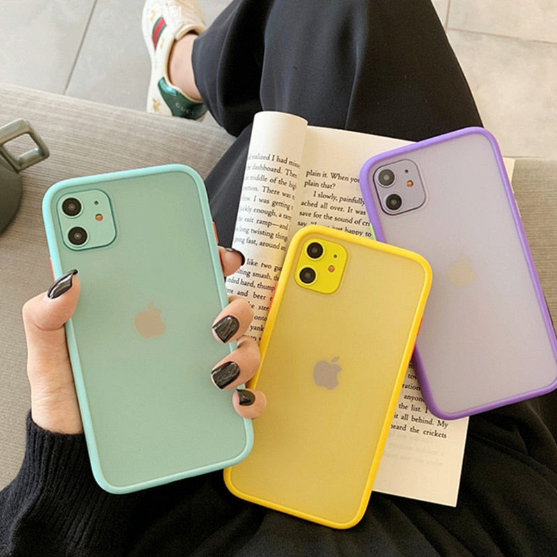Mint Hybrid Simple Matte Bumper Phone Case for Iphone 11 Pro Max Xr Xs Max 6s 8 7 Plus Shockproof Soft Tpu Silicone Clear Cover