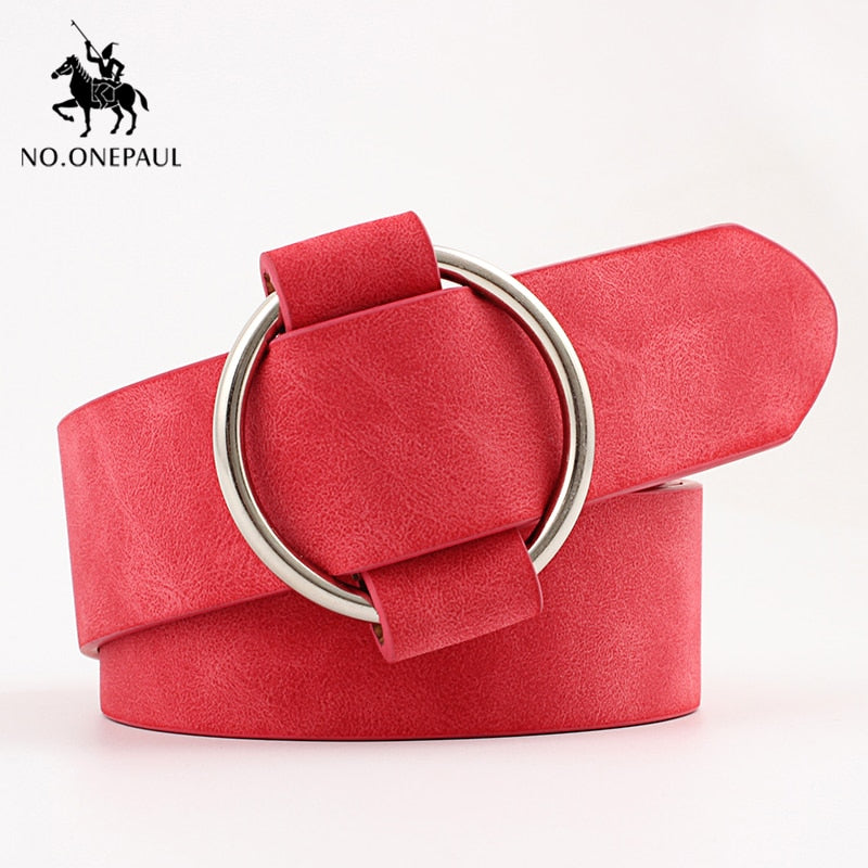 NO.ONEPAUL Genuine quality ladies fashion latest needle-free metal round buckle belt jeans wild luxury brand the women belt for