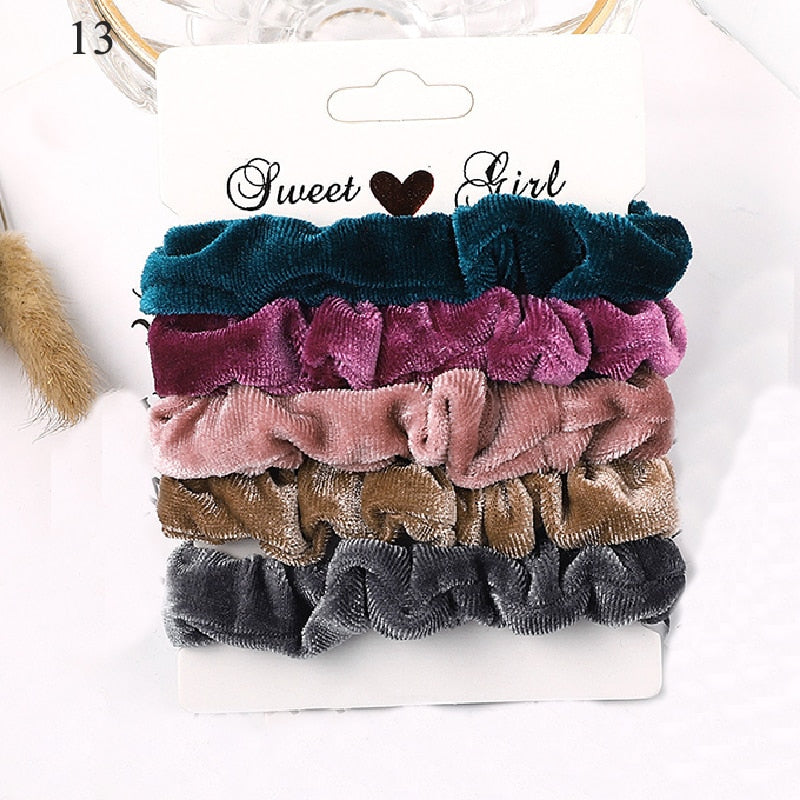 1 Set Scrunchies Hair Ring Candy Color Hair Ties Rope Autumn Winter Women Ponytail Hair Accessories 4-6Pcs Girls Hairbands Gifts