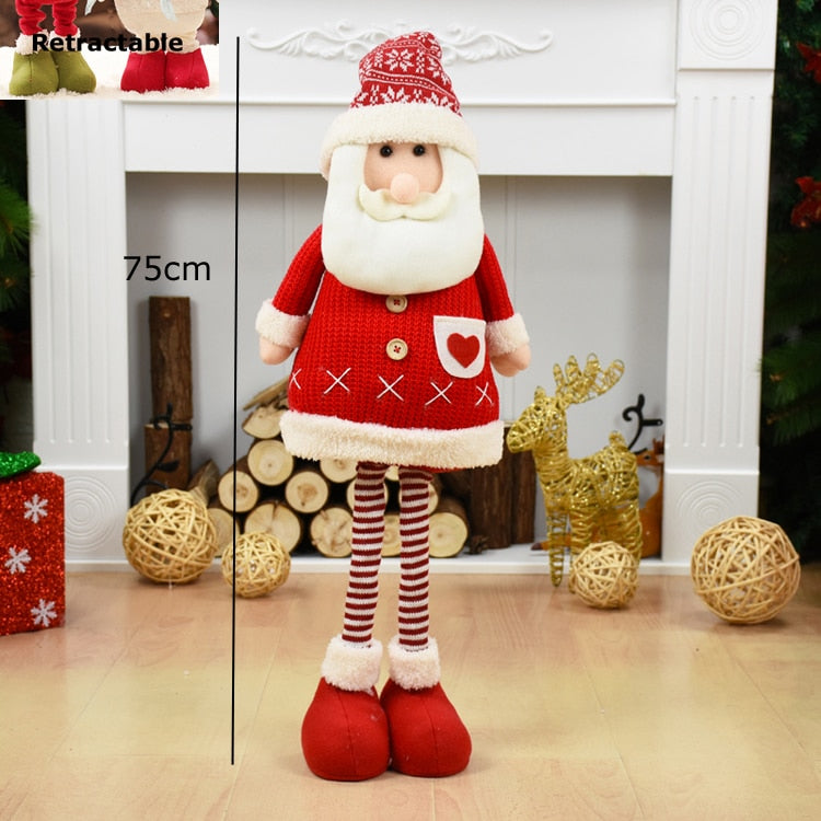 Big Size Christmas Dolls Retractable Santa Claus Snowman Elk Toys Xmas Figurines Christmas Gift for Kid Red Xmas Tree Ornament