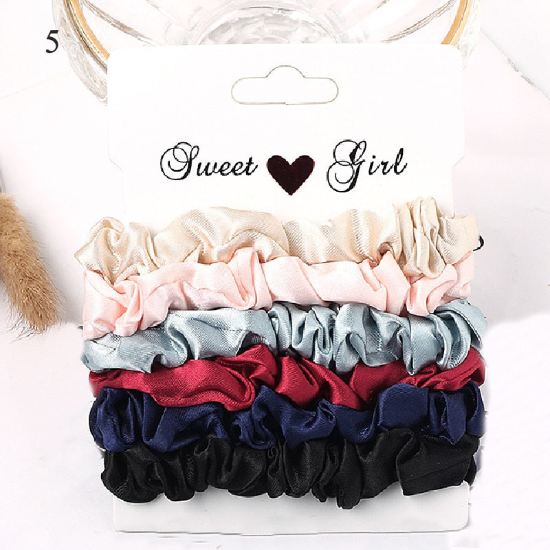 1 Set Scrunchies Hair Ring Candy Color Hair Ties Rope Autumn Winter Women Ponytail Hair Accessories 4-6Pcs Girls Hairbands Gifts