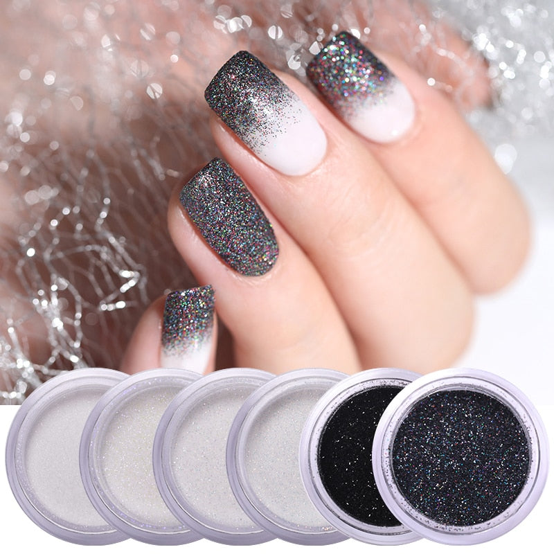 1Box Sugar Nail Powder Holographic Glitter Nail Dust Powder Laser Gradient Nail Pigment Holographic Glitter Nail Art Decoration