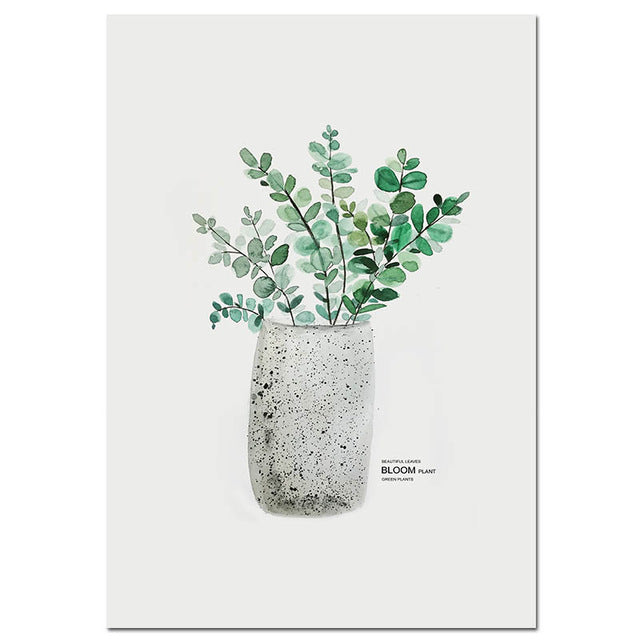 Nordic Simple Small Fresh Green Plant Art Painting Living Room Background Wall Decoration Hanging Picture Frameless