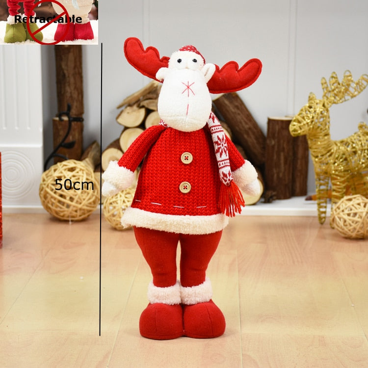 Big Size Christmas Dolls Retractable Santa Claus Snowman Elk Toys Xmas Figurines Christmas Gift for Kid Red Xmas Tree Ornament