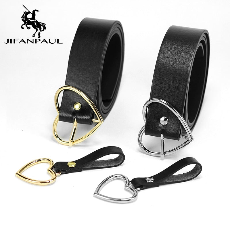 JIFANPAUL New sweetheart buckle with adjustable ladies luxury brand cute Heart-shaped thin belt high quality punk fashion belts