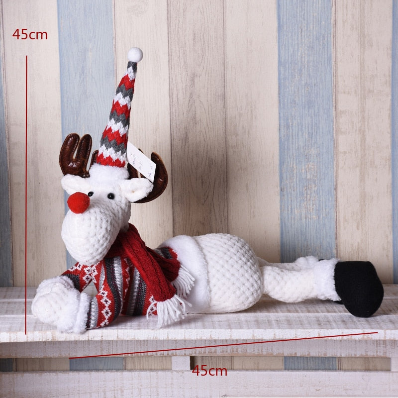 Big Size Christmas Dolls Retractable Santa Claus Snowman Elk Toys Xmas Figurines Christmas Gift for Kid Red Xmas Tree Ornament