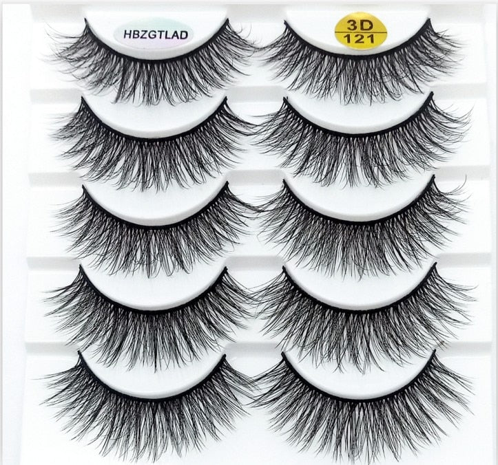 HBZGTLAD 1/5/20 Pairs 3D Soft Mink False Eyelashes Handmade Wispy Fluffy Long Lashes Natural Eye Extension Makeup Kit Cilios