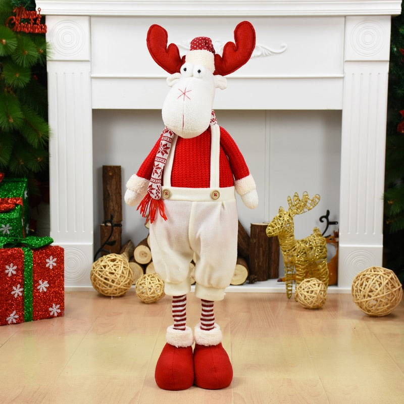 Big Size Christmas Dolls Retractable Santa Claus Snowman Elk Toys Xmas Figurines Christmas Gift for Kid Red Xmas Tree Ornament