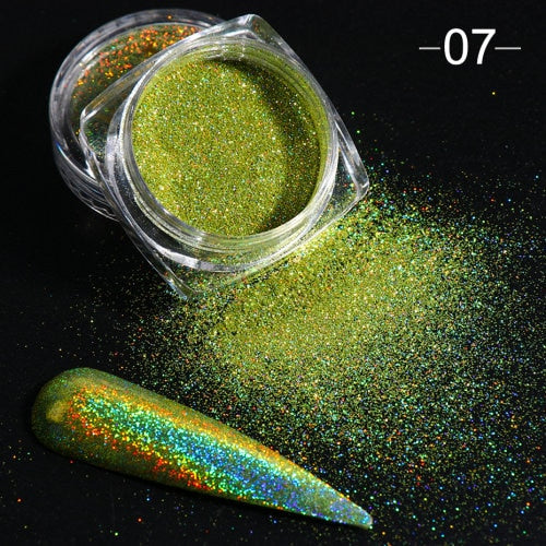 Holographic Powder on Nails Laser Silver Glitter Chrome Nail Powder DIP Shimmer Gel Polish Flakes for Manicure Pigment CH1028-3