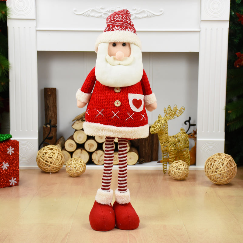 Big Size Christmas Dolls Retractable Santa Claus Snowman Elk Toys Xmas Figurines Christmas Gift for Kid Red Xmas Tree Ornament
