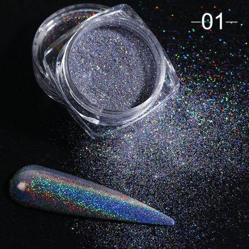 Holographic Powder on Nails Laser Silver Glitter Chrome Nail Powder DIP Shimmer Gel Polish Flakes for Manicure Pigment CH1028-3