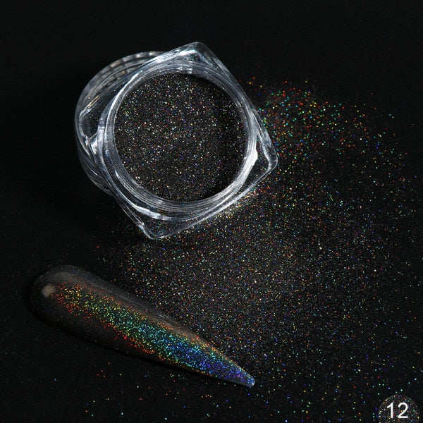1Box Glitter for Nails Holographic Dip Powder Mirror Polishing Chrome Pigments Nail Art Decorations Laser Dazzling Dust LA1028-1