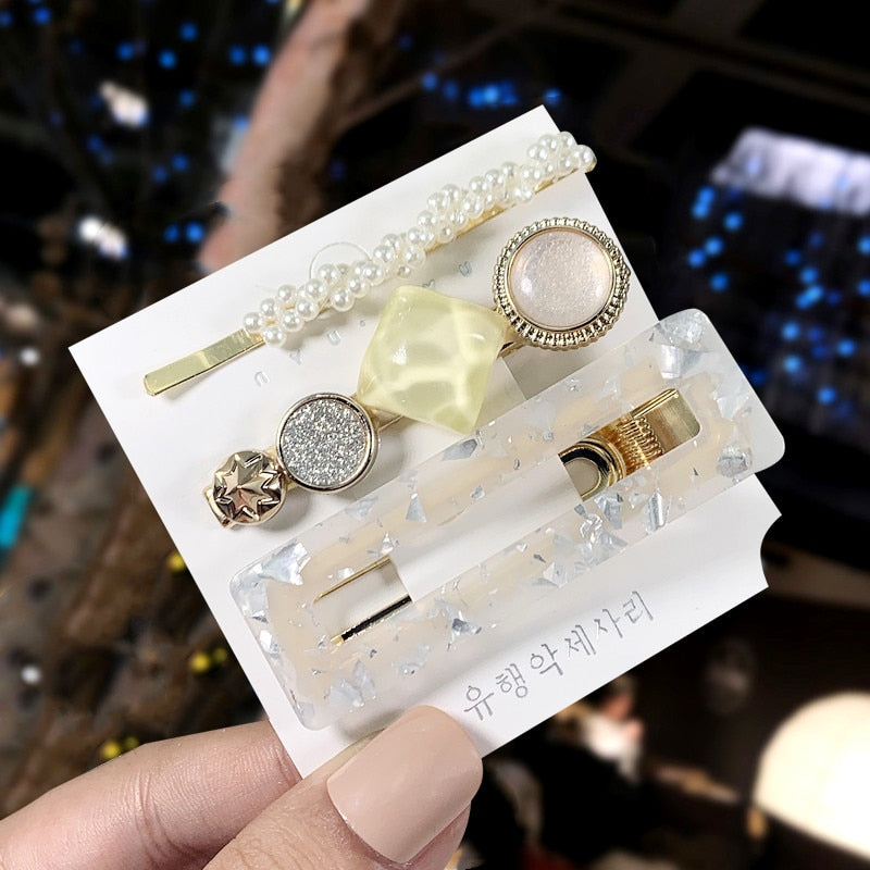 1Set Popular Pearl Hair Clips Fashionable Woman Summer Hair accessories Hairpins BB Clip Styling Tools Barrettes Headwear