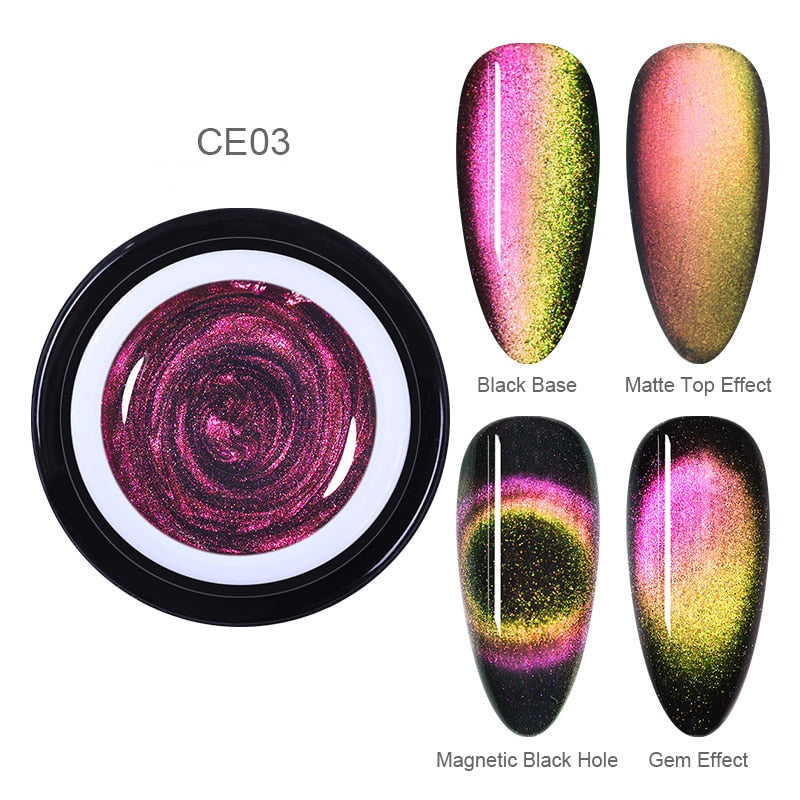 BORN PRETTY 9D Chameleon Cat Eye Nail Gel Magnetic Soak Off UV Gel Nail Polish Romantic Shining Gel Lacquers 5ml Black Base Need