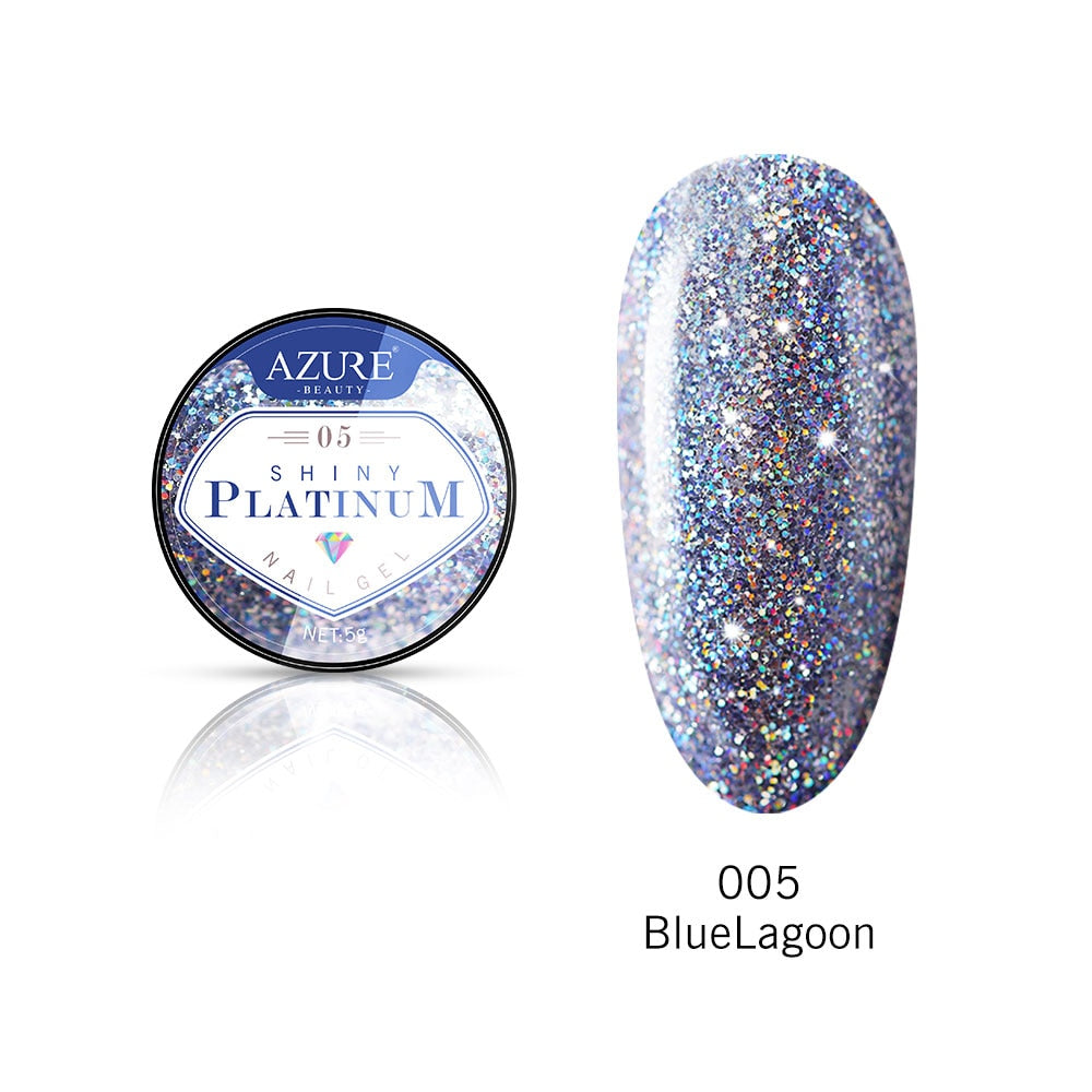 Modelones Platinum Glitter Led Gel Soak Off Nail Gel Lacquer Shiny Sequins Decorations UV Gel Varnish Painting Flowers UV Polish