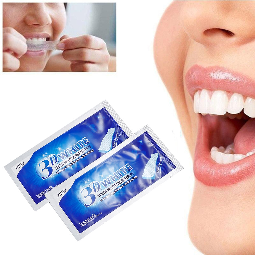 2pcs/Bag Professional 3D Teeth Whitening Strips Dental Bleaching Advanced White Gel Strips Oral Hygiene Care Dental Tools TSLM2