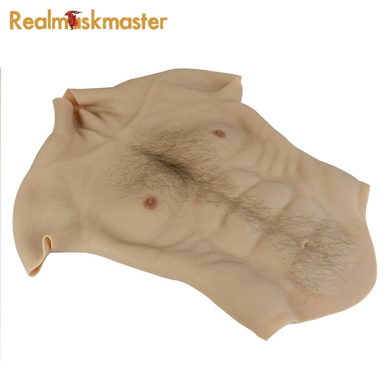 Realmaskmaste Artificial Realistic fake muscle for Man Actor Cosplay Upper Piece Pectoralis  Bodysuit Chest Muscles