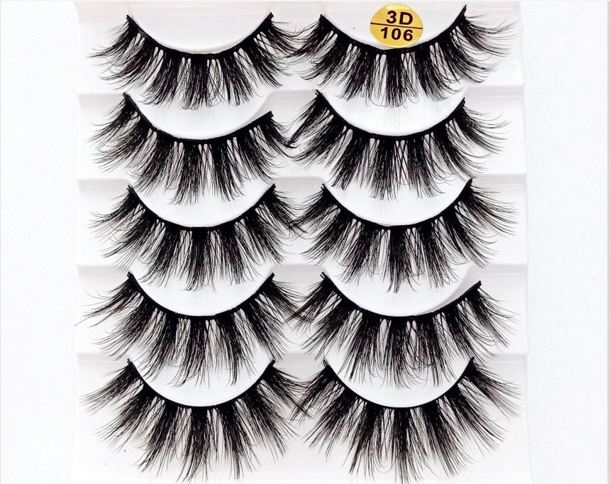 HBZGTLAD 1/5/20 Pairs 3D Soft Mink False Eyelashes Handmade Wispy Fluffy Long Lashes Natural Eye Extension Makeup Kit Cilios