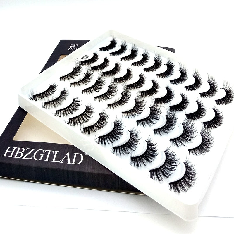 HBZGTLAD 1/5/20 Pairs 3D Soft Mink False Eyelashes Handmade Wispy Fluffy Long Lashes Natural Eye Extension Makeup Kit Cilios