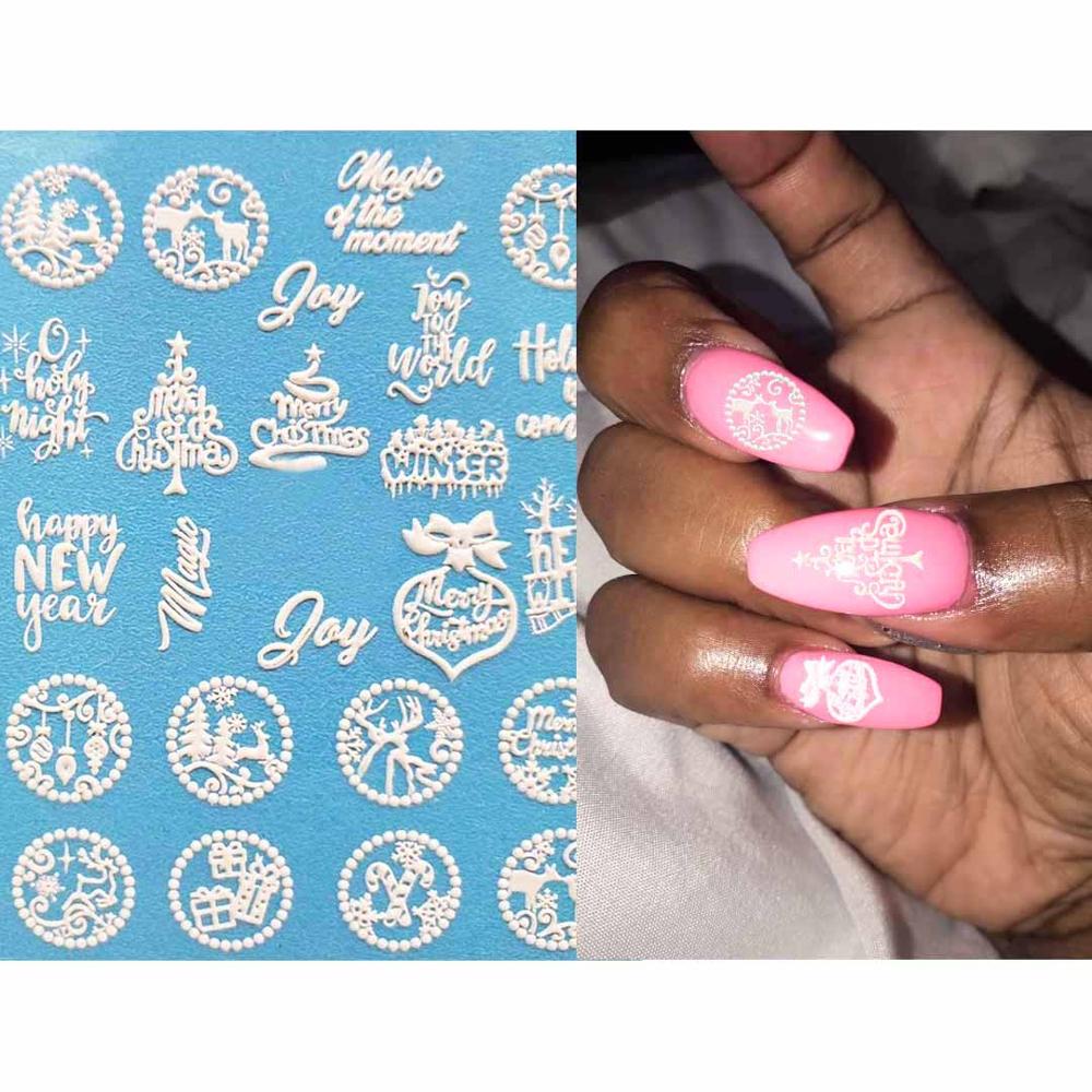 3D Acrylic Engraved  Nail Sticker Winter Sweater Charm desgin Water Decals Empaistic Nail Water Slide Decals Z0249