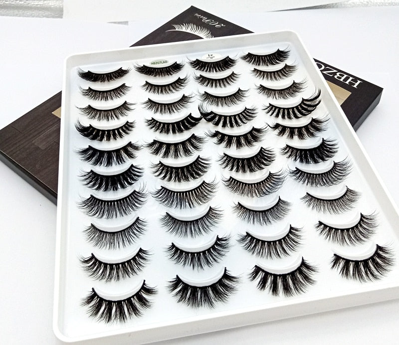 HBZGTLAD 1/5/20 Pairs 3D Soft Mink False Eyelashes Handmade Wispy Fluffy Long Lashes Natural Eye Extension Makeup Kit Cilios