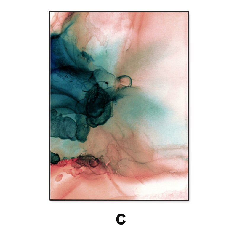 Modern Abstract Pink Flower Green Plants Poster Print Canvas Painting Pictures Home Wall Art Decoration Can Be Customized