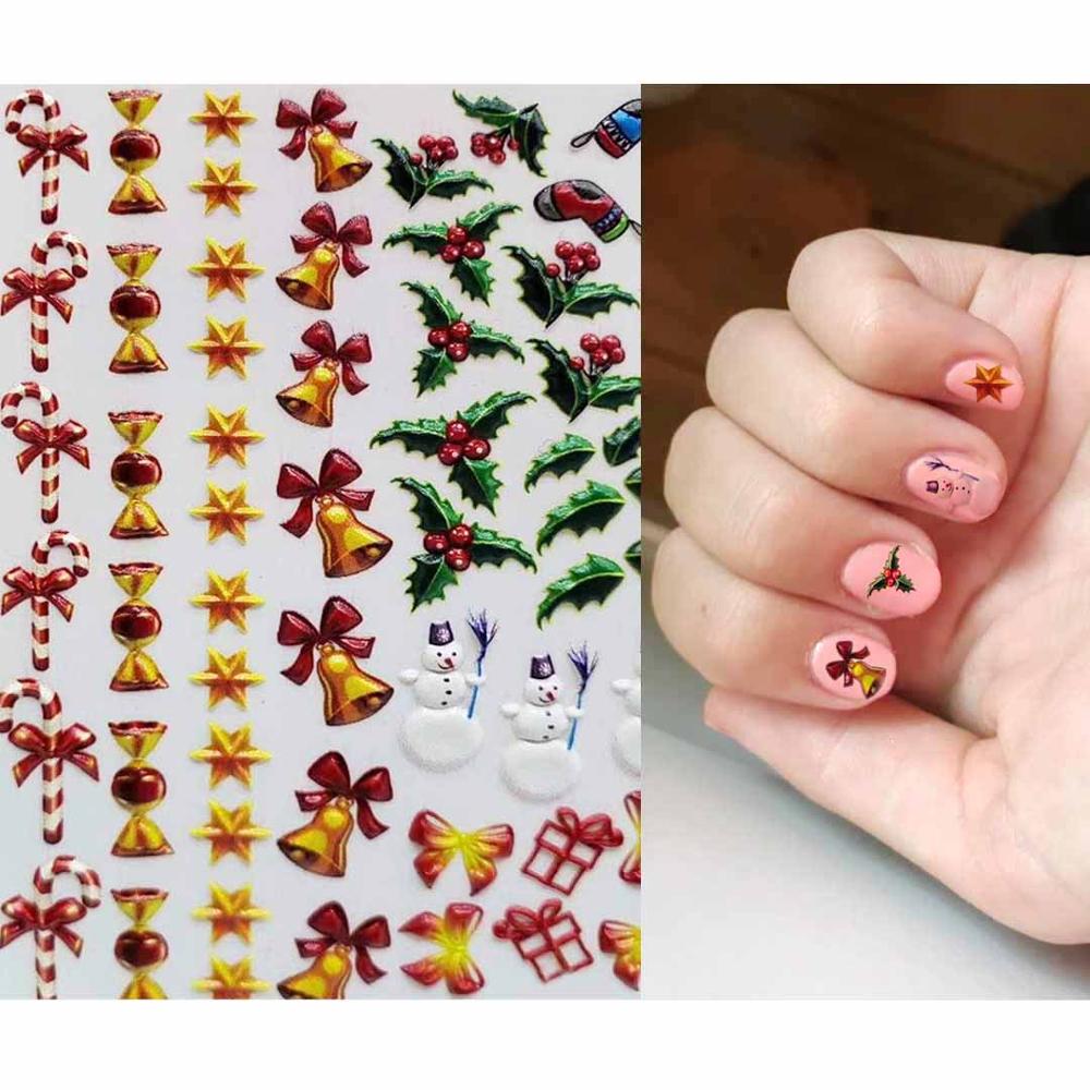 3D Acrylic Engraved  Nail Sticker Winter Sweater Charm desgin Water Decals Empaistic Nail Water Slide Decals Z0249