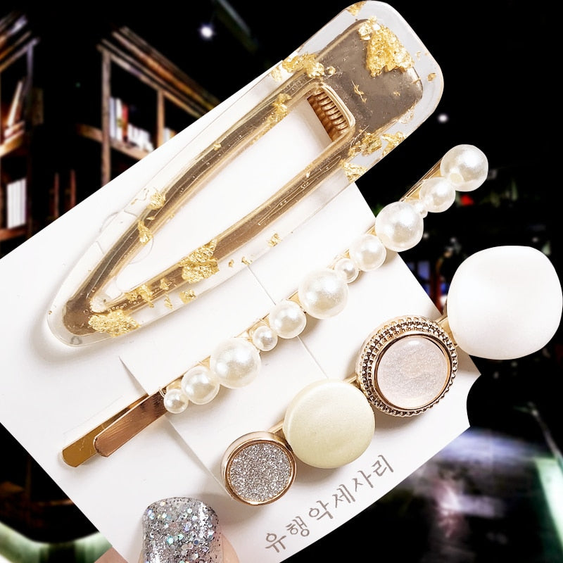 1Set Popular Pearl Hair Clips Fashionable Woman Summer Hair accessories Hairpins BB Clip Styling Tools Barrettes Headwear