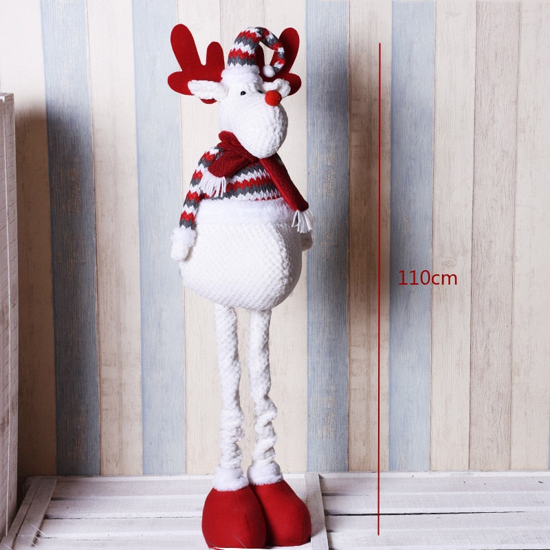 Big Size Christmas Dolls Retractable Santa Claus Snowman Elk Toys Xmas Figurines Christmas Gift for Kid Red Xmas Tree Ornament
