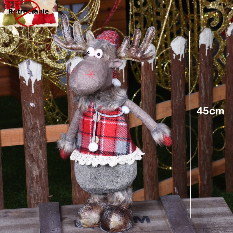 Big Size Christmas Dolls Retractable Santa Claus Snowman Elk Toys Xmas Figurines Christmas Gift for Kid Red Xmas Tree Ornament