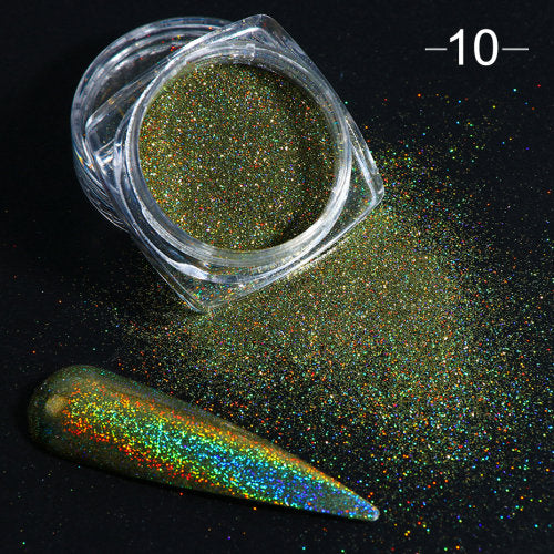 Holographic Powder on Nails Laser Silver Glitter Chrome Nail Powder DIP Shimmer Gel Polish Flakes for Manicure Pigment CH1028-3