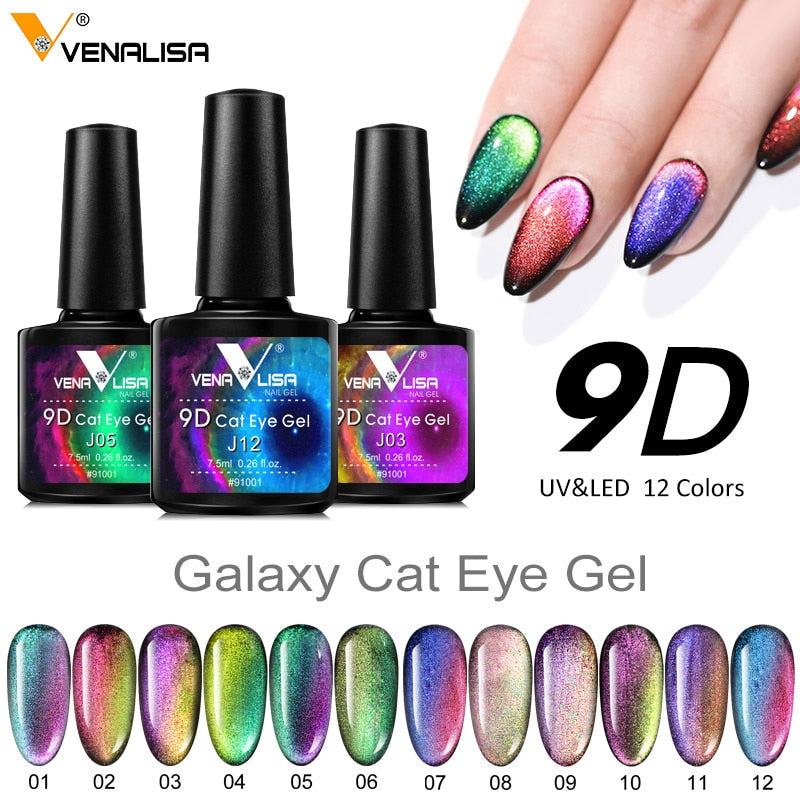 New Nail Art Design Manicure Venalisa 7.5Ml Soak Off Enamel 9d cat eyes magnetic Gel Polish UV Gel Nail Polish Lacquer Varnish