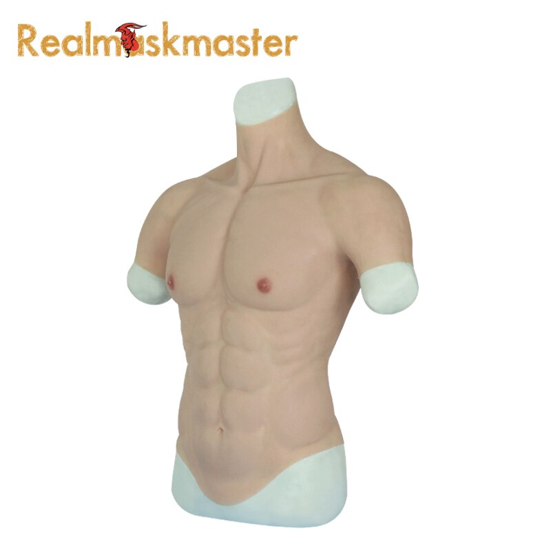 Realmaskmaste Artificial Realistic fake muscle for Man Actor Cosplay Upper Piece Pectoralis  Bodysuit Chest Muscles