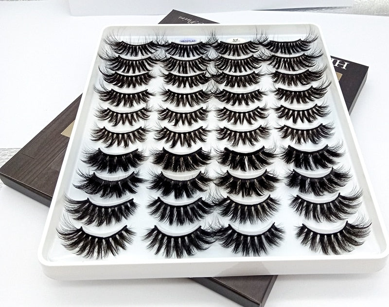 HBZGTLAD 1/5/20 Pairs 3D Soft Mink False Eyelashes Handmade Wispy Fluffy Long Lashes Natural Eye Extension Makeup Kit Cilios