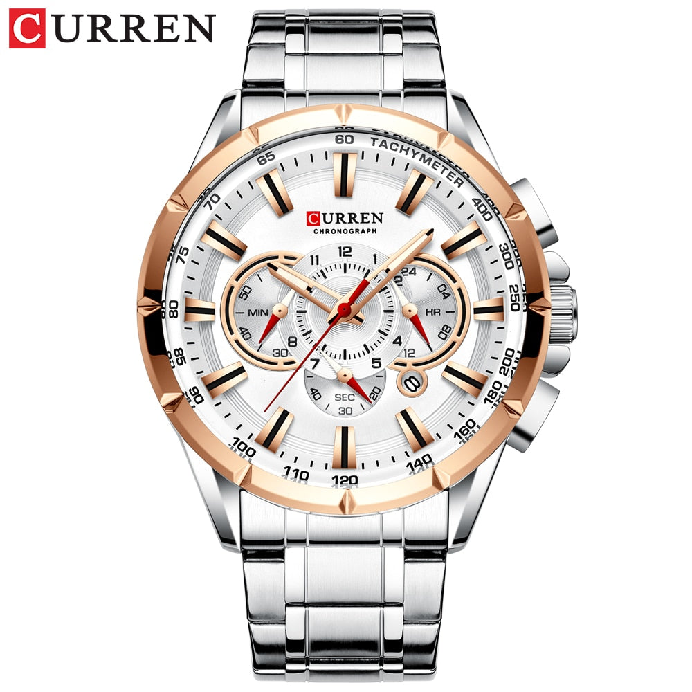 CURREN Wrist Watch Men Waterproof Chronograph Military Army Stainless Steel Male Clock Top Brand Luxury Man Sport Watches 8363