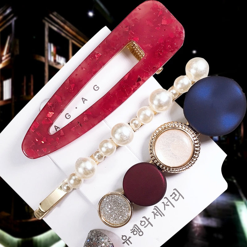 1Set Popular Pearl Hair Clips Fashionable Woman Summer Hair accessories Hairpins BB Clip Styling Tools Barrettes Headwear