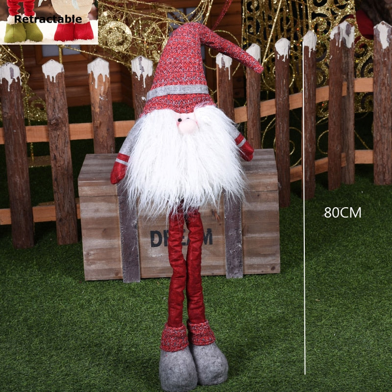 Big Size Christmas Dolls Retractable Santa Claus Snowman Elk Toys Xmas Figurines Christmas Gift for Kid Red Xmas Tree Ornament