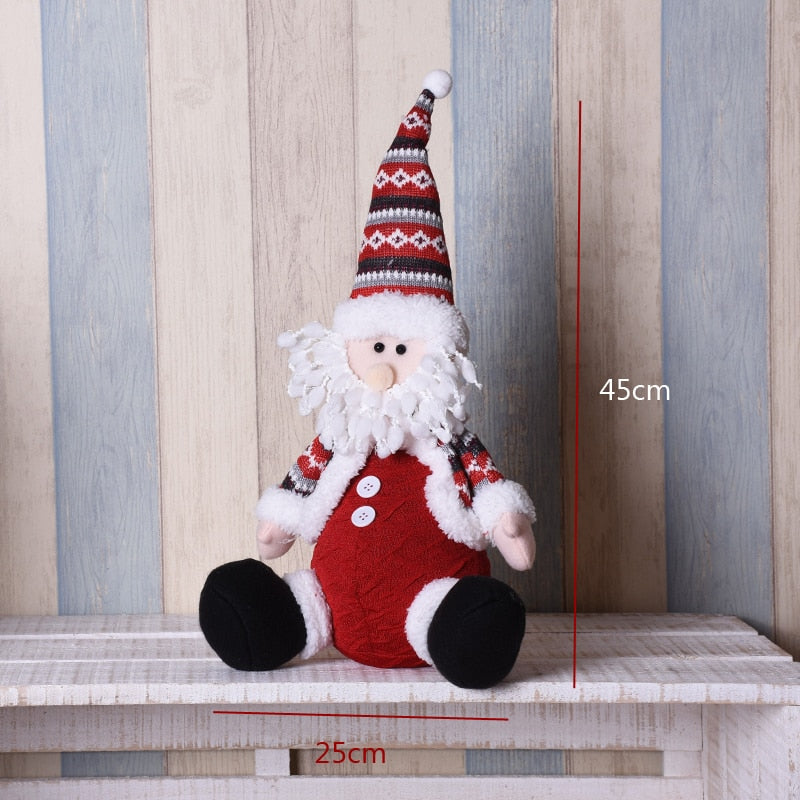 Big Size Christmas Dolls Retractable Santa Claus Snowman Elk Toys Xmas Figurines Christmas Gift for Kid Red Xmas Tree Ornament
