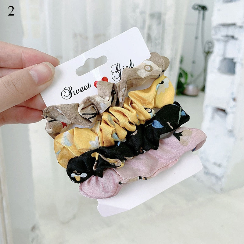 1 Set Scrunchies Hair Ring Candy Color Hair Ties Rope Autumn Winter Women Ponytail Hair Accessories 4-6Pcs Girls Hairbands Gifts