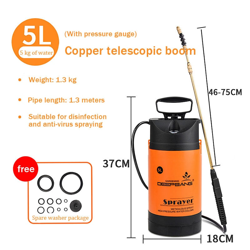 Hot Sale Garden Pressure Sprayer Irrigation Flower Plant Comes With Pressure Gauge Watering Can Pesticide Fertilizer Spray Tool