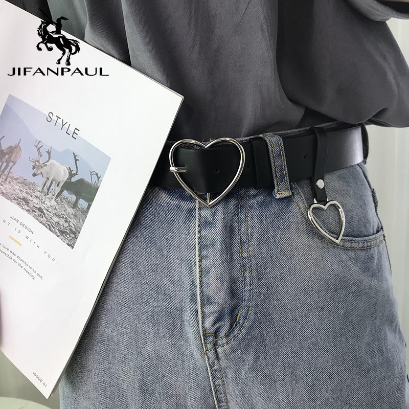 JIFANPAUL New sweetheart buckle with adjustable ladies luxury brand cute Heart-shaped thin belt high quality punk fashion belts