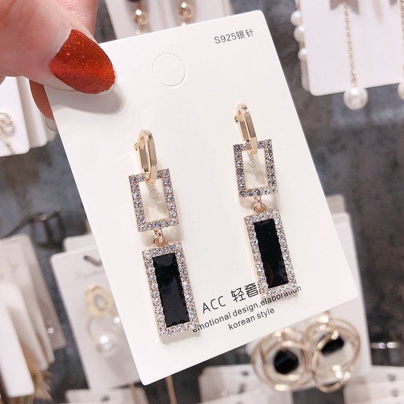 silver needle long pearl earrings female fashion temperament simple anti-allergy earrings summer personality net ornaments