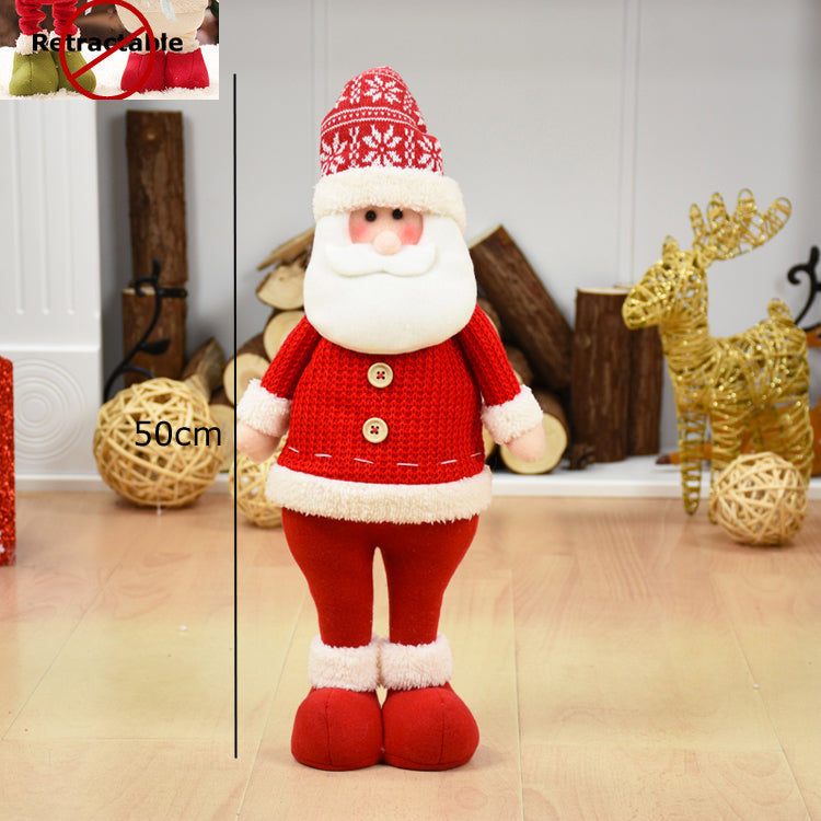 Big Size Christmas Dolls Retractable Santa Claus Snowman Elk Toys Xmas Figurines Christmas Gift for Kid Red Xmas Tree Ornament