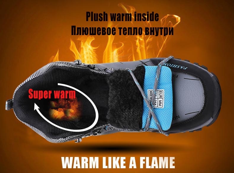 Brand Men Winter Snow Boots Warm Super Men High Quality Waterproof Leather Sneakers Outdoor Male Hiking Boots Work Shoes 39-47