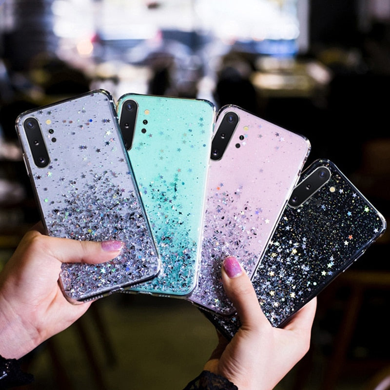 Luxury Glitter Star Case For Samsung Galaxy A70 A50 A10 A20 A30 A60 A80 A90 A20S A10S A20E Note 10 9 8 S10 S9 S8 Plus S10E Cover