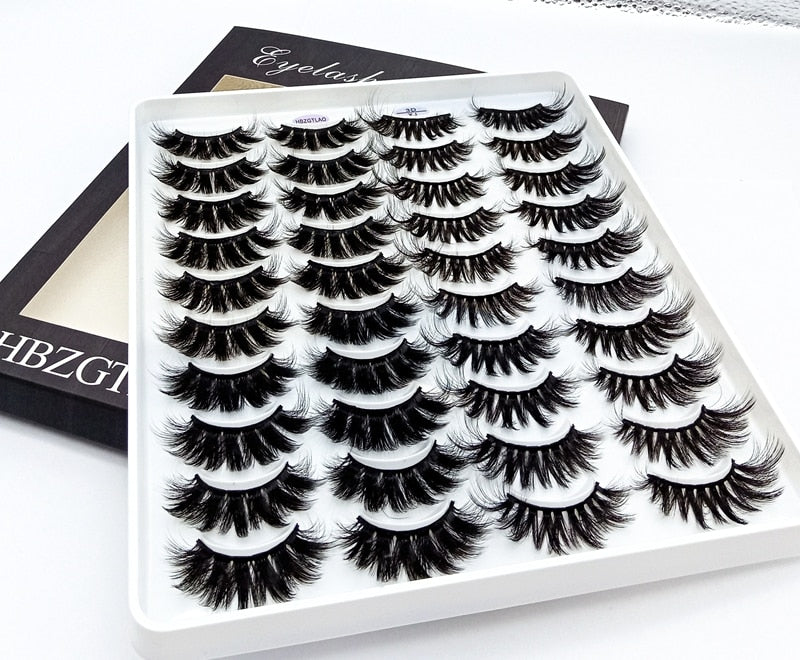 HBZGTLAD 1/5/20 Pairs 3D Soft Mink False Eyelashes Handmade Wispy Fluffy Long Lashes Natural Eye Extension Makeup Kit Cilios