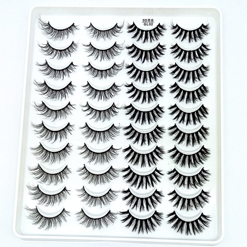 HBZGTLAD 1/5/20 Pairs 3D Soft Mink False Eyelashes Handmade Wispy Fluffy Long Lashes Natural Eye Extension Makeup Kit Cilios